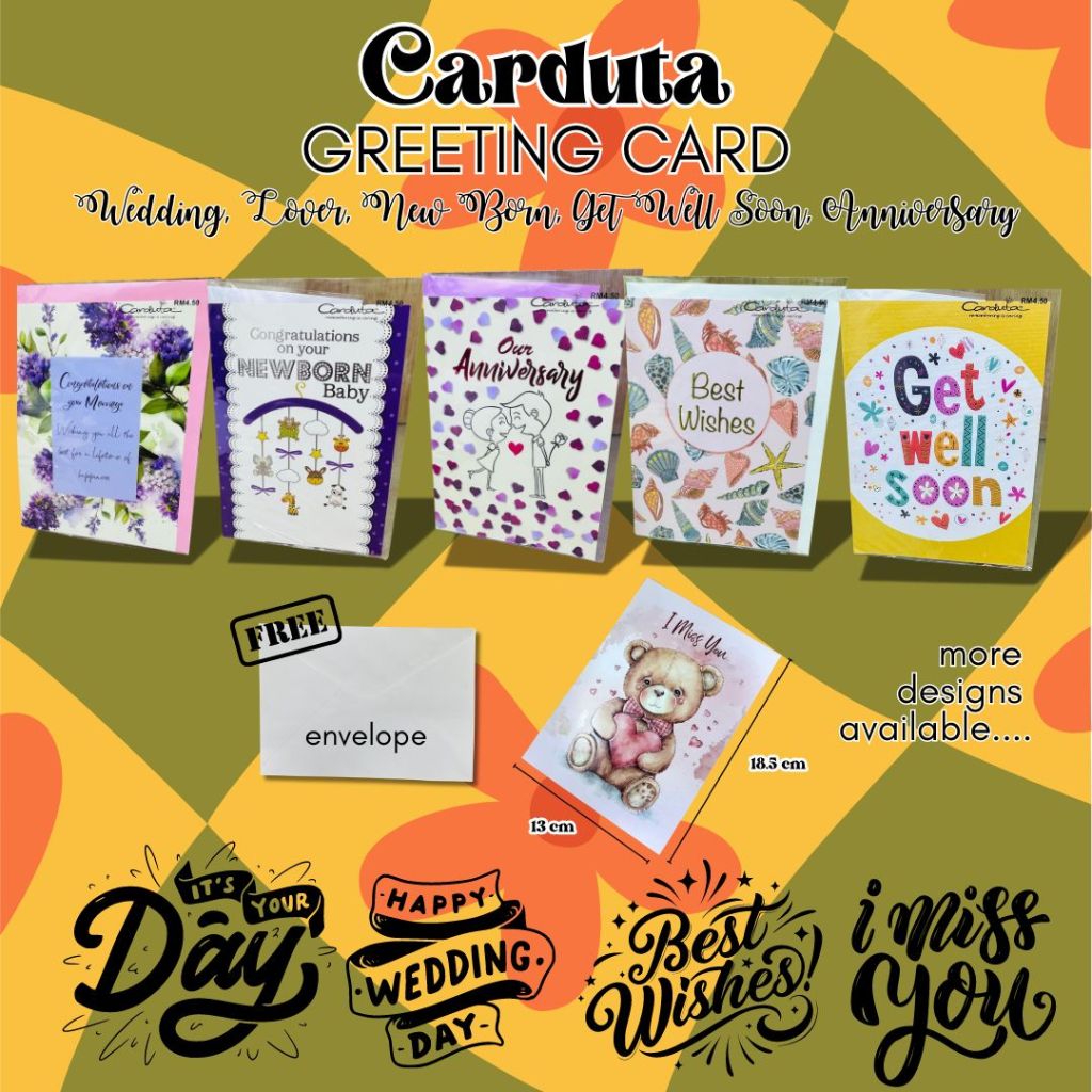 Carduta Happy Anniversary Greeting Card Wedding Wishes Card New Born Wish Card A5 Card การ์ดพับ