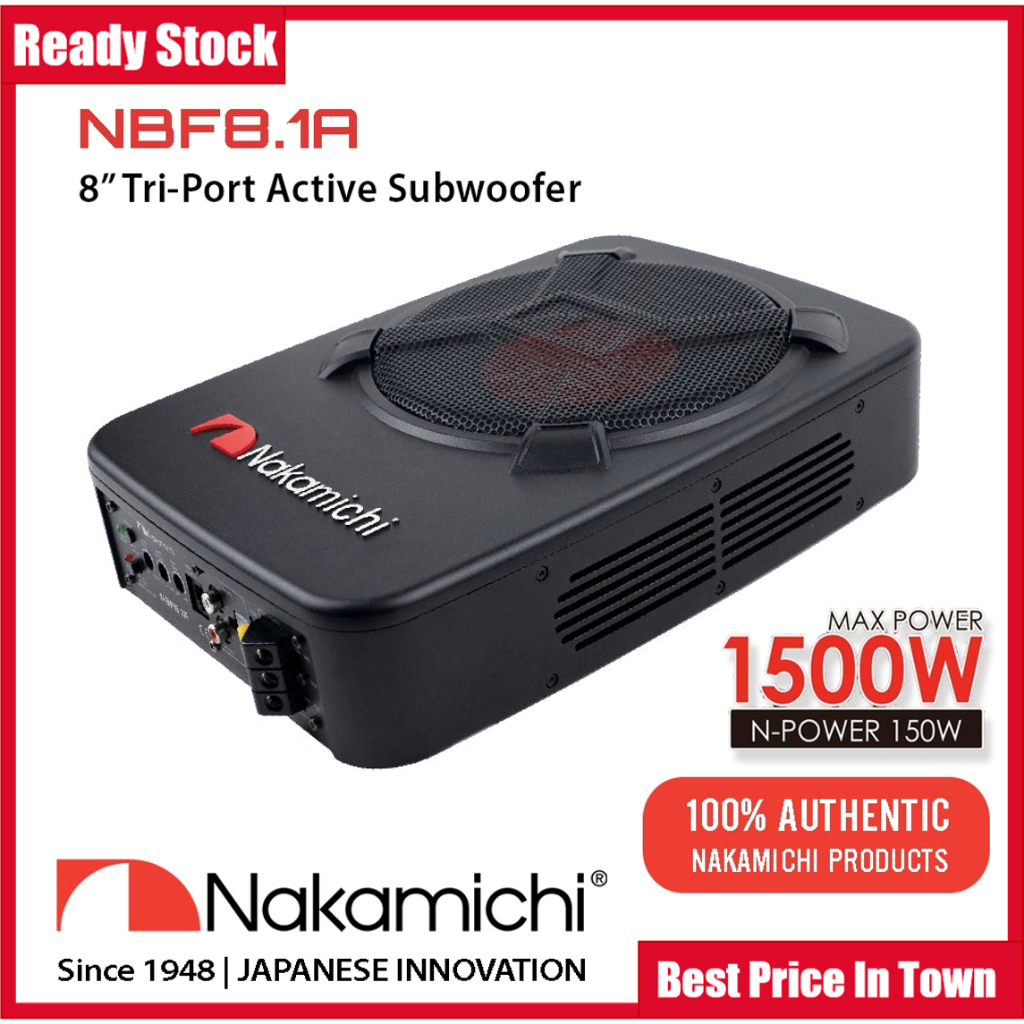 NAKAMICHI NBF8.1A 8" ACTIVE คําบรรยายอลูมิเนียม N-Power : 150W RMS / Power : 1500W