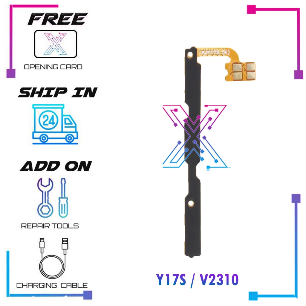 สําหรับ VIVO Y17S V2310 เปิดไฟพร้อมสวิตช์ระดับเสียงริบบิ้น Flex Cable Ribbon
