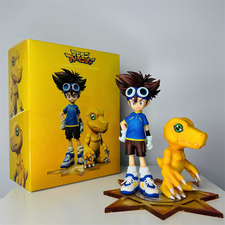 Digimon Taichi Yagami และ Agumon ฟิกเกอร์รูปปั้น PVC Agumon wargreymon