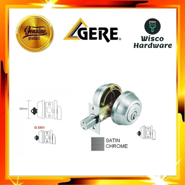 GERE G3200 Heavy Duty Cyl.Deadbolt M26D-Satin Chrome G3201