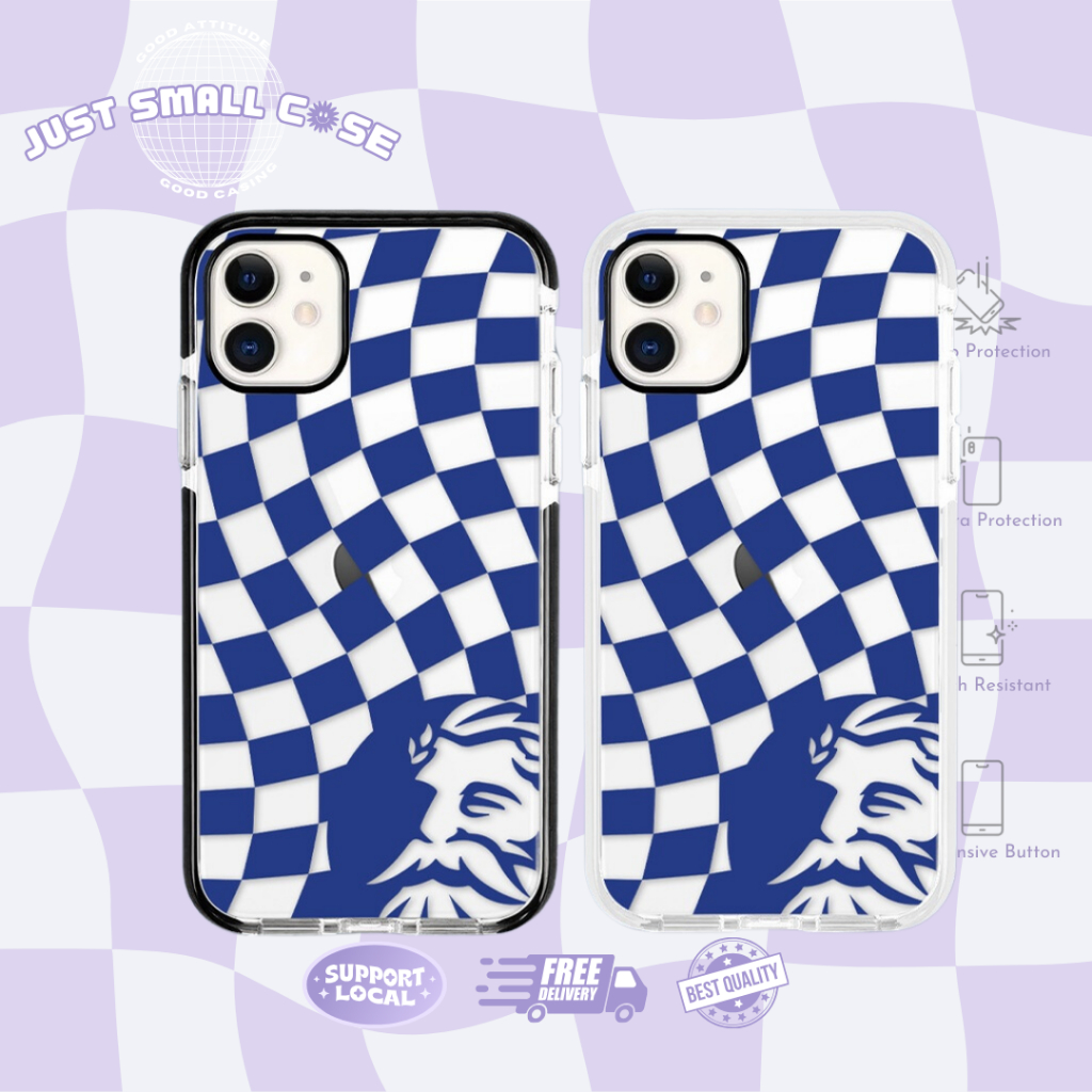 ZUS COFFEE DARK BLUE GRID DESIGN CASE กันชนนีออนกรณีปลอก IPhone 17 PRO MAX 17 AIR 16 PRO MAX 15 PLUS