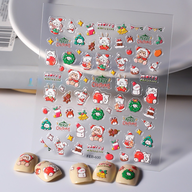 [FEB-600] 5D MERRY CHRISTMAS NAIL STICKERS NAIL STICKERS หินภูเขาไฟ