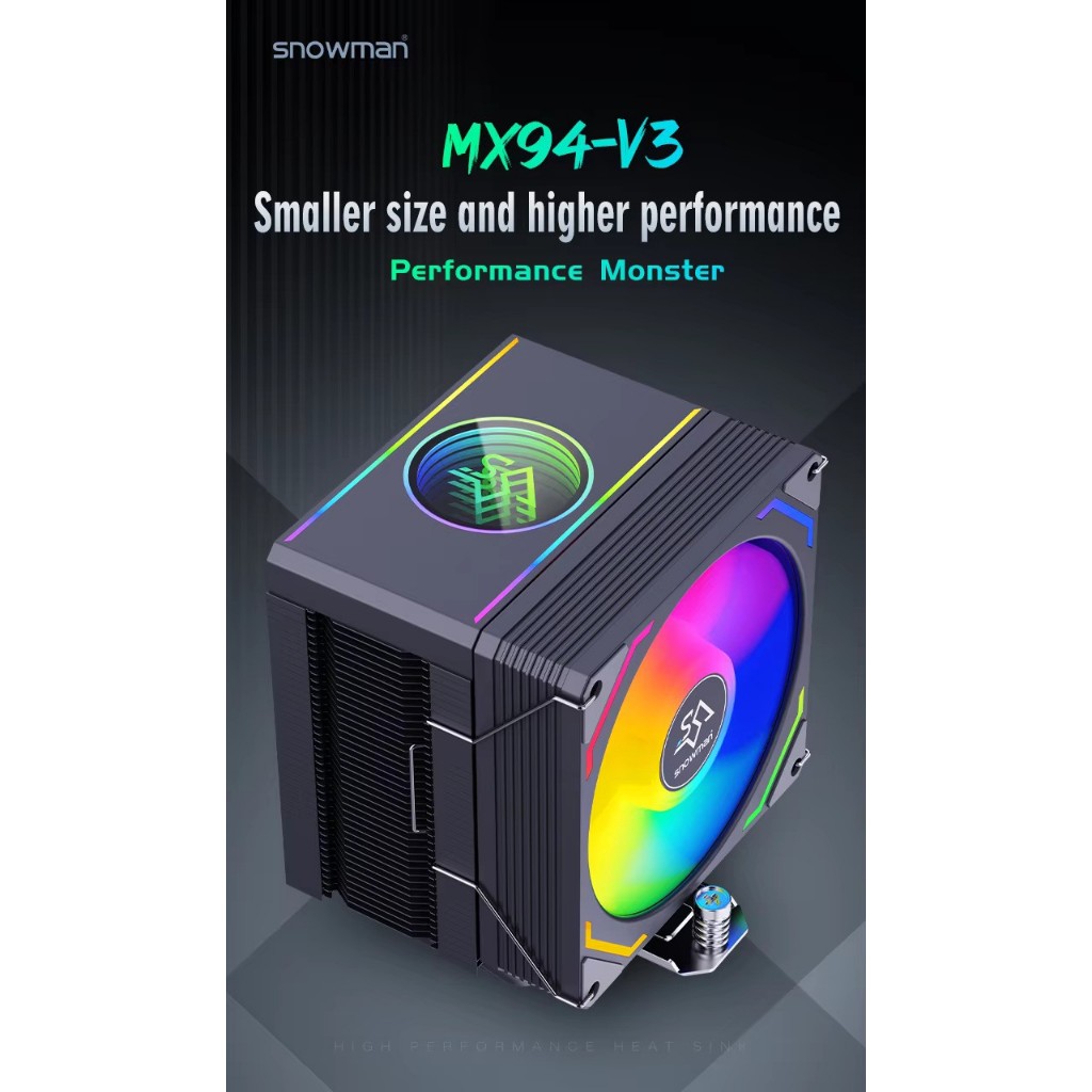SNOWMAN MX94-V3 ARGB Mini CPU พัดลม Cooler ฮีทซิงค์ MATX ITX Intel Core i3 i5 i7 LGA 1200 1700 AMD A