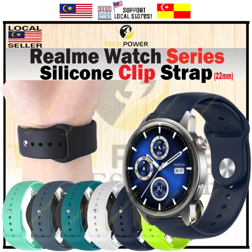 Realme Watch Strap Slicone Clip Strap ,Tali Jam Klip Realme Watch 5/ Realme Watch S2/ Watch 3/pro/ W