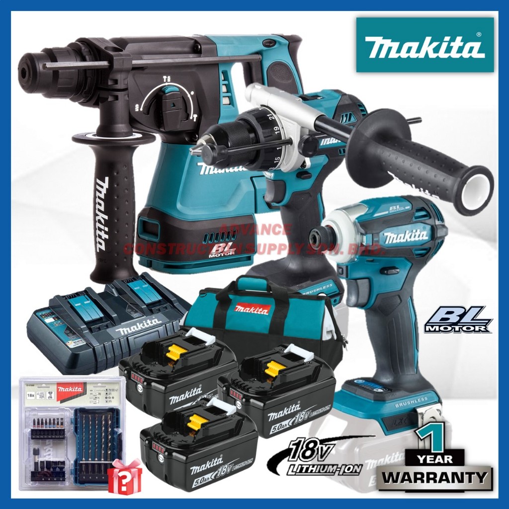MAKITA 18V ไร้สาย Mega Combo RM4988 ( DHR242Z ค้อนรวม / สว่านเจาะกระแทก DHP486Z / DTD172Z ไดร์เวอร์ก