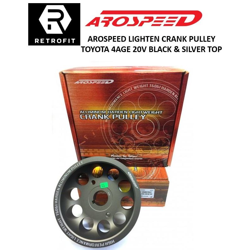 Arospeed Crank Pulley Toyota Levin 4AGE 20V สีดําท็อป / ซิลเวอร์ท็อป