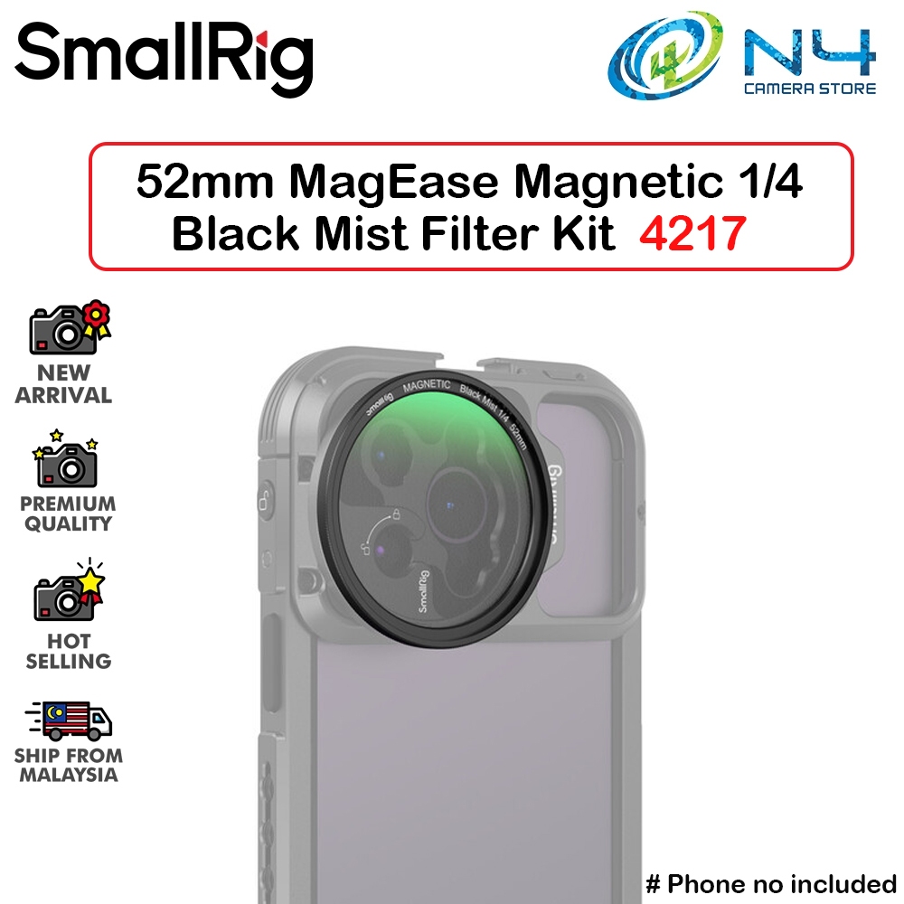 SmallRig 52mm Magnetic Black Diffusion 1/4 Filter Mist Dream Cinematic Effect Filter HD Optical Glas