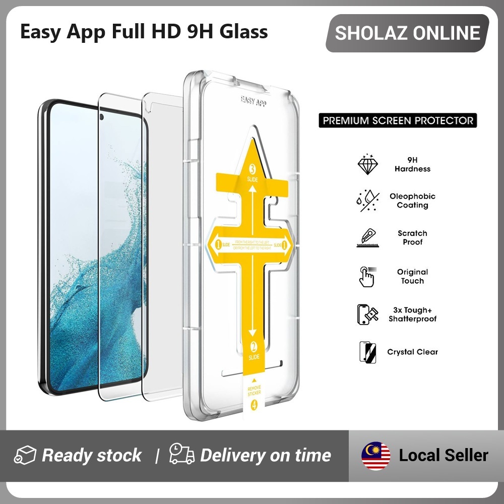 SAMSUNG ZiFRIEND Easy App 9H Strength Crystal ClearกระจกนิรภัยสําหรับSamsung Galaxy S21 S22 S23 S24 