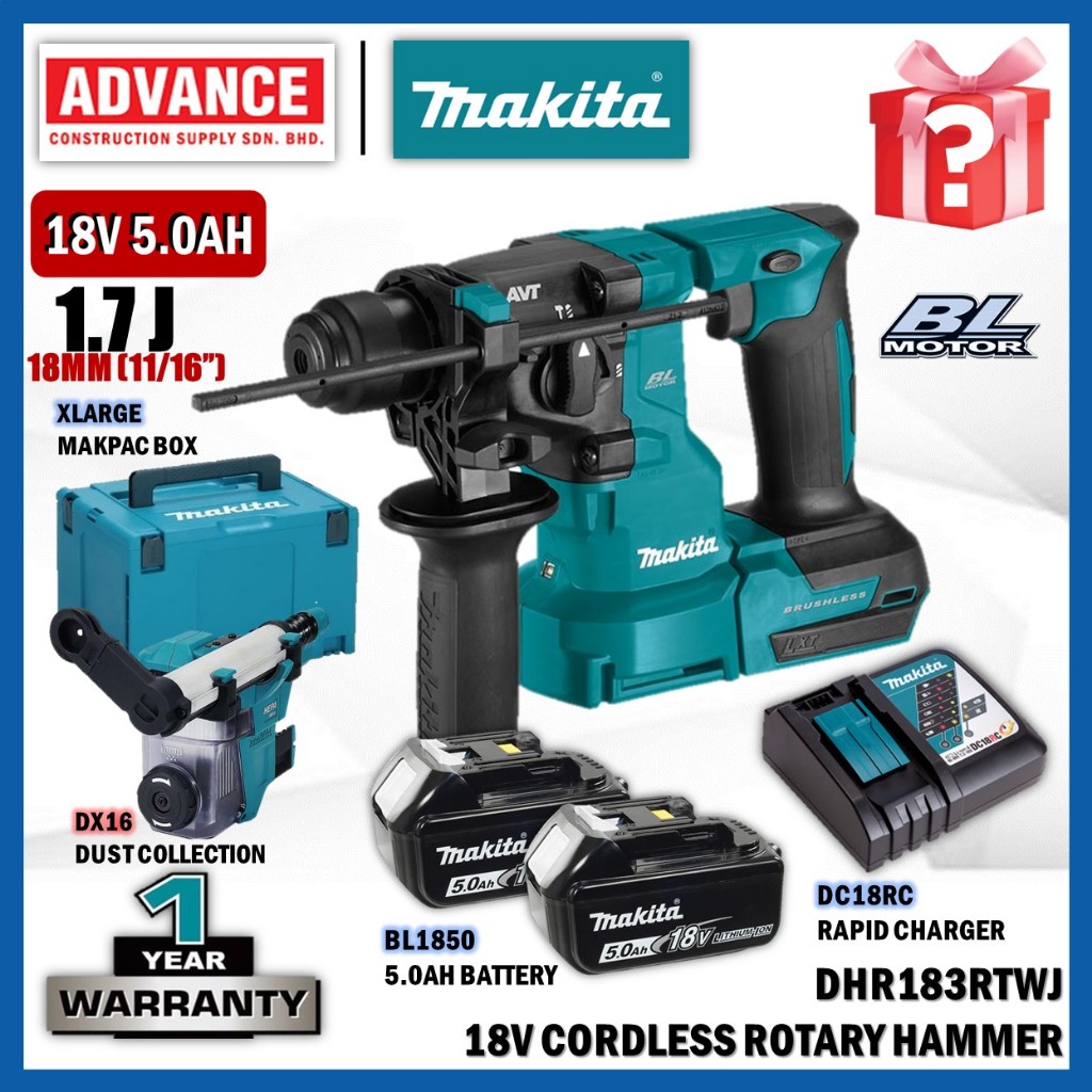 MAKITA DHR183Z / DHR183RTWJ 18V สว่านโรตารี่ไร้สาย 18MM (11/16)
