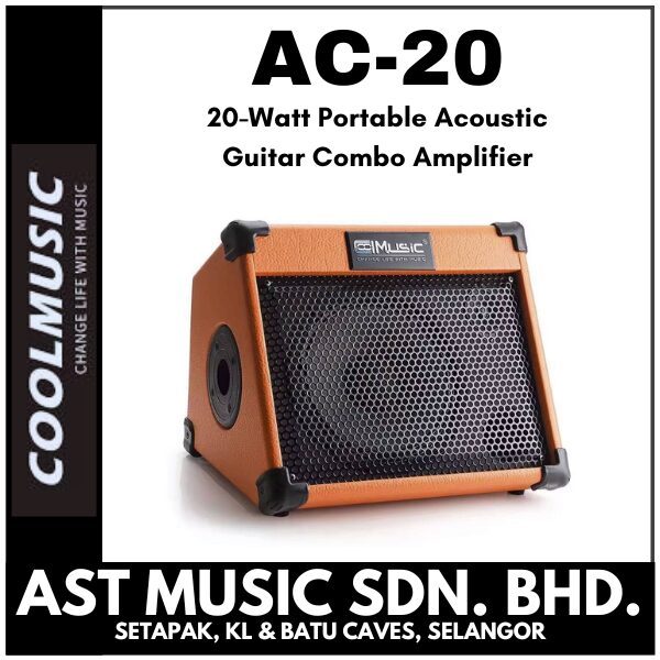 Cool Music เครื่องขยายเสียงคอมโบกีต้าร์โปร่งแบบพกพา 20 วัตต์ – AC-20 AC20