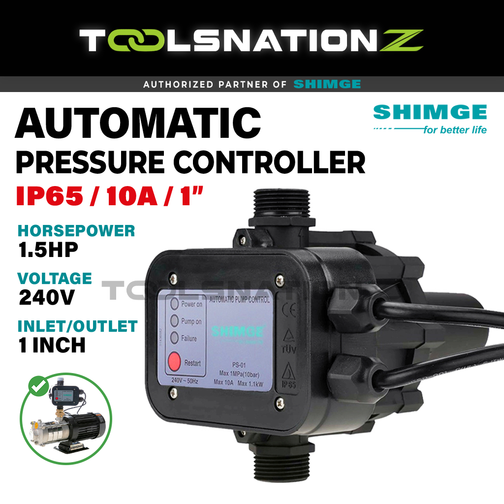 SHIMGE ตัวควบคุมแรงดันอัตโนมัติ 1.5HP Water Booster Pump Control Pam เซ็นเซอร์สวิตช์ควบคุมอากาศ