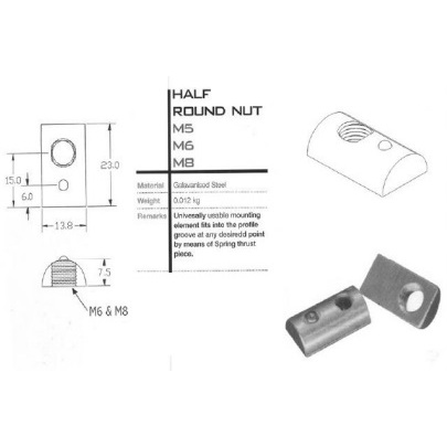 HALF ROUND NUT สําหรับ ALUMINIUM PROFILE