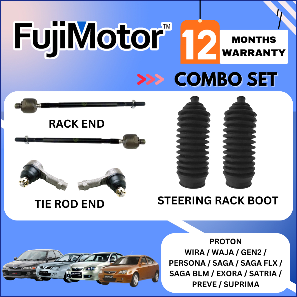 *รับประกัน 12 เดือน* FUJIMOTOR PROTON SAGA ISWARA WIRA WAJA GEN2 PERSONA SATRIA BLM FLX EXORA TIE ROD END COMBO SET
