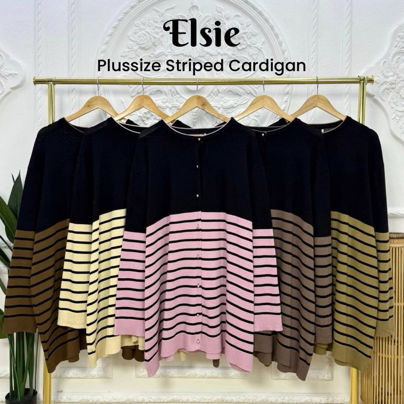 CARDIGAN PLUSSIZE VIRAL WOMEN ELSIE STRIPE CARDIGAN HC -45 - plussize