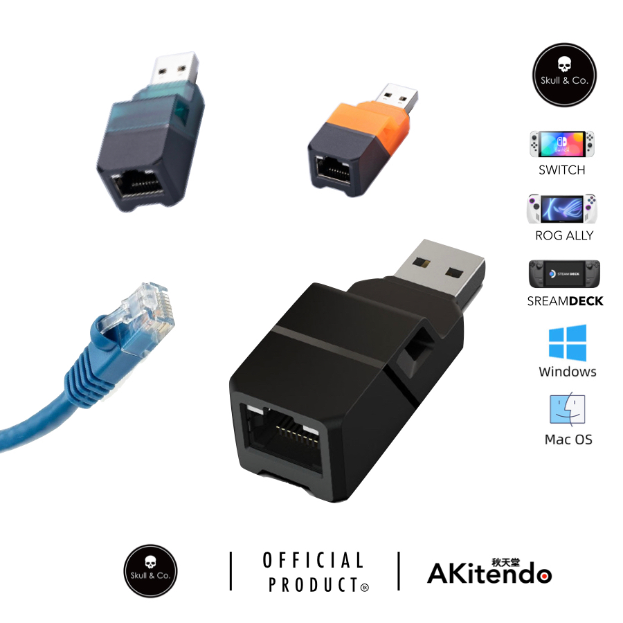 Skull & Co Savage Raven USB 3.0 ถึง RJ45 อะแดปเตอร์อีเธอร์เน็ต Gigabit สําหรับแล็ปท็อป/SteamDock/Jum