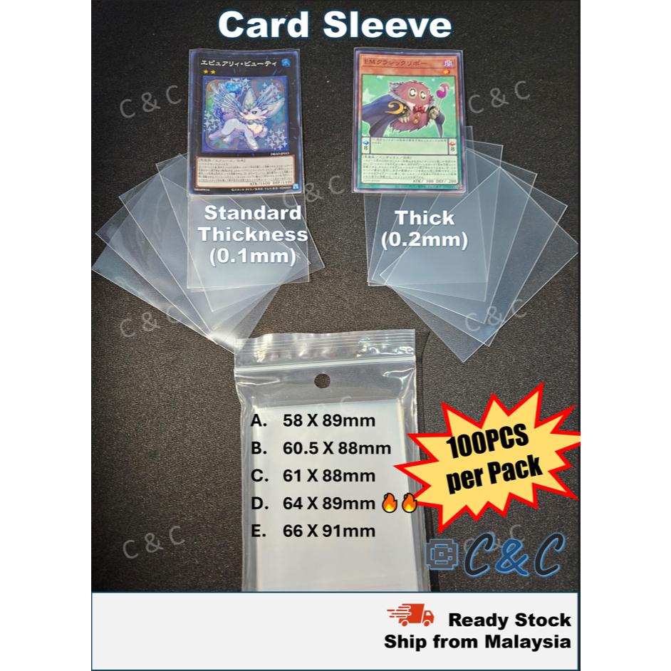 100PCS Card Sleeve Card protector ปลอกด้านใน TCG pokemon yugioh digimon การ์ด 透明口卡套卡膜