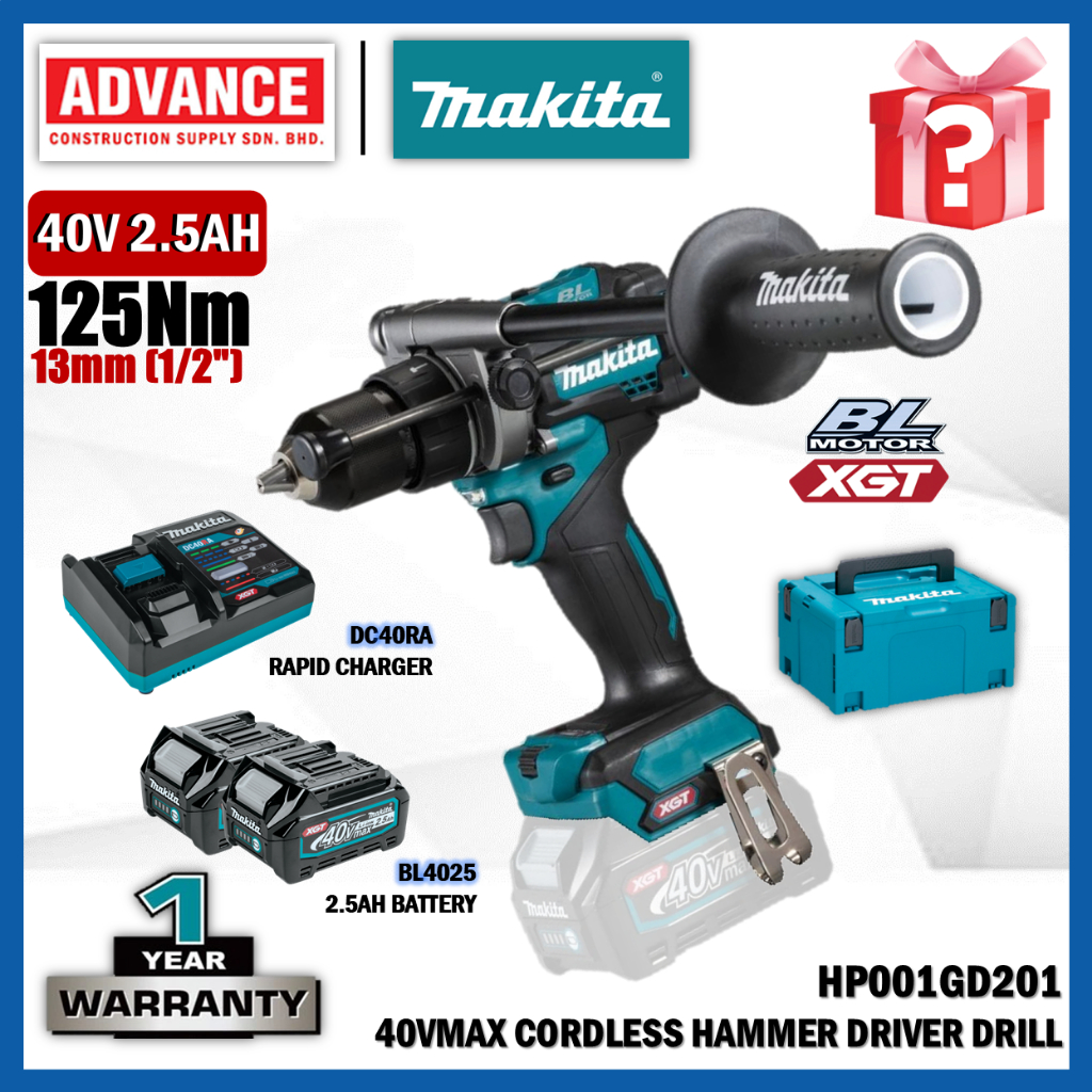 MAKITA HP001GZ / HP001GD201 40Vmax Cordless Hammer Driver Drill 13MM (1/2")