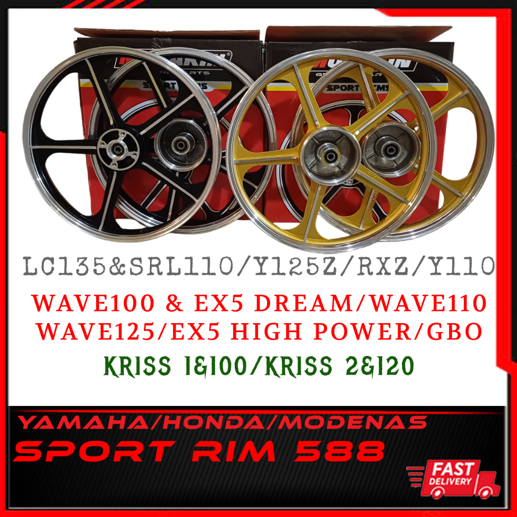 SPORT RIM 5L GTO 588 555 5 BATANG EX5 DREAM WAVE 100 WAVE 125 KRISS LC135 SRL LAGENDA