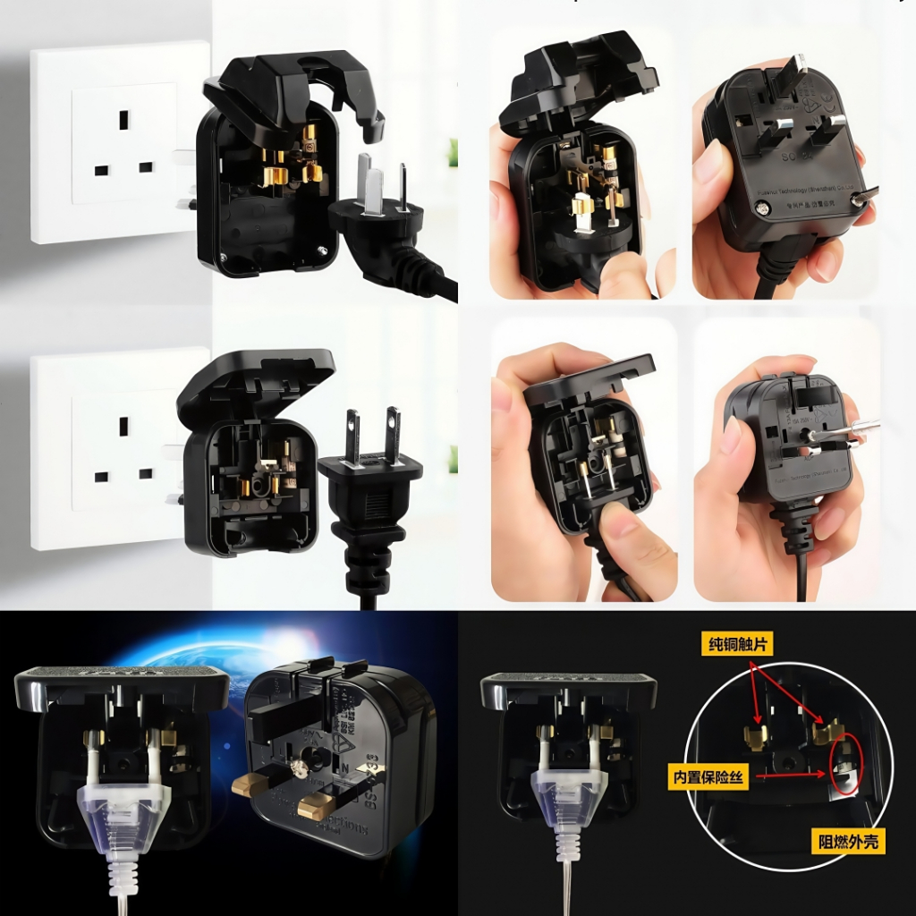 (US TO UK FUED) ตัวแปลงปลั๊กขา US 2&3 / ปลั๊ก US เป็น UK / ตัวแปลงไฟ
