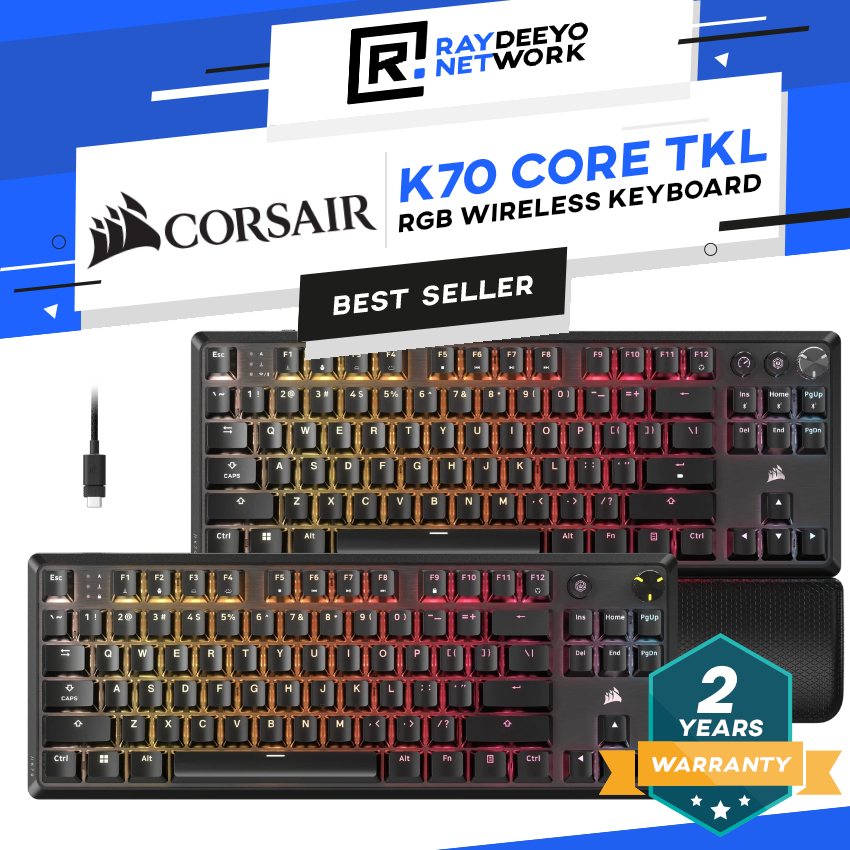 Corsair K70 CORE TKL RGB คีย์บอร์ดเกมมิ่งแบบกลไก (WIRED/ WIRELESS)