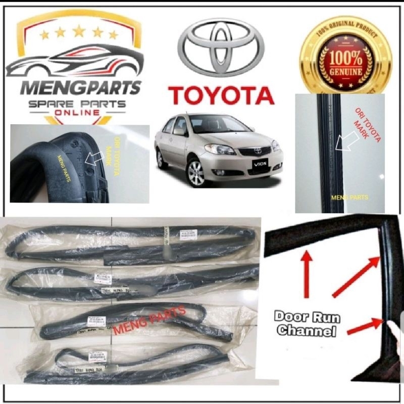 TOYOTA VIOS NCP42 2003Y-2007Y กระจกประตู RUN CHANNEL 6814-0D040 ,68151-0D040 ,68142-0D030 ,68152-0D0