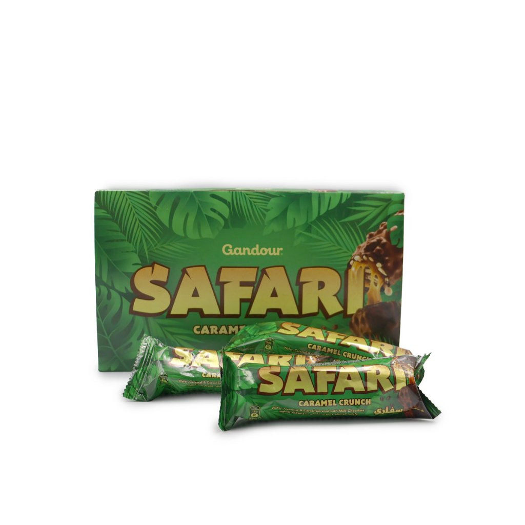 SAFARI CARAMEL CRUNCH, WAFER CARAMEL & CREAL COVERED WITH MILK CHOCOLATE { 3 ชิ้น, 6 ชิ้น, แพ็ค 12 ช