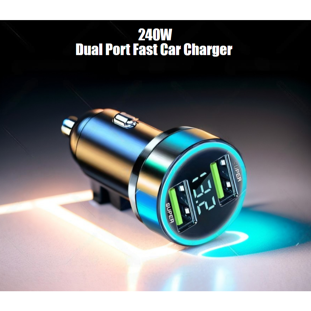 Fast Car Charger เครื่องชาร์จ Kereta 240W จอแสดงผลดิจิตอล super car charger รถ 66W