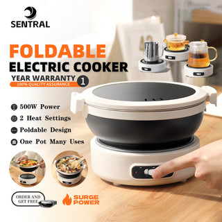 Portable Electric Cooker Foldable Multifunctional Non-Stick Multi Cooker Travel Camping Hot Pot Kuali Listrik