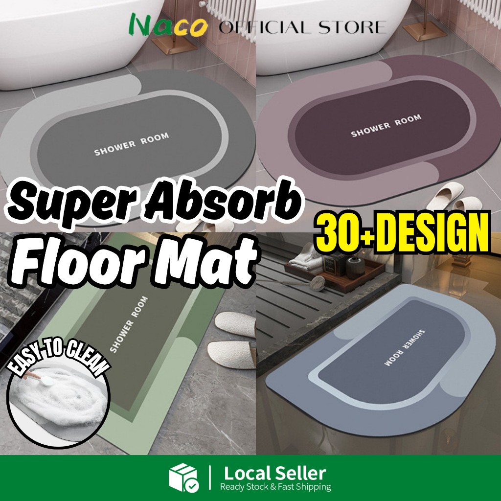 Super Absorbent Bathroom Mat, Non Slip Soft Wrinkle Free Bathroom Rug Ultra Thin Quick Dry Machine W