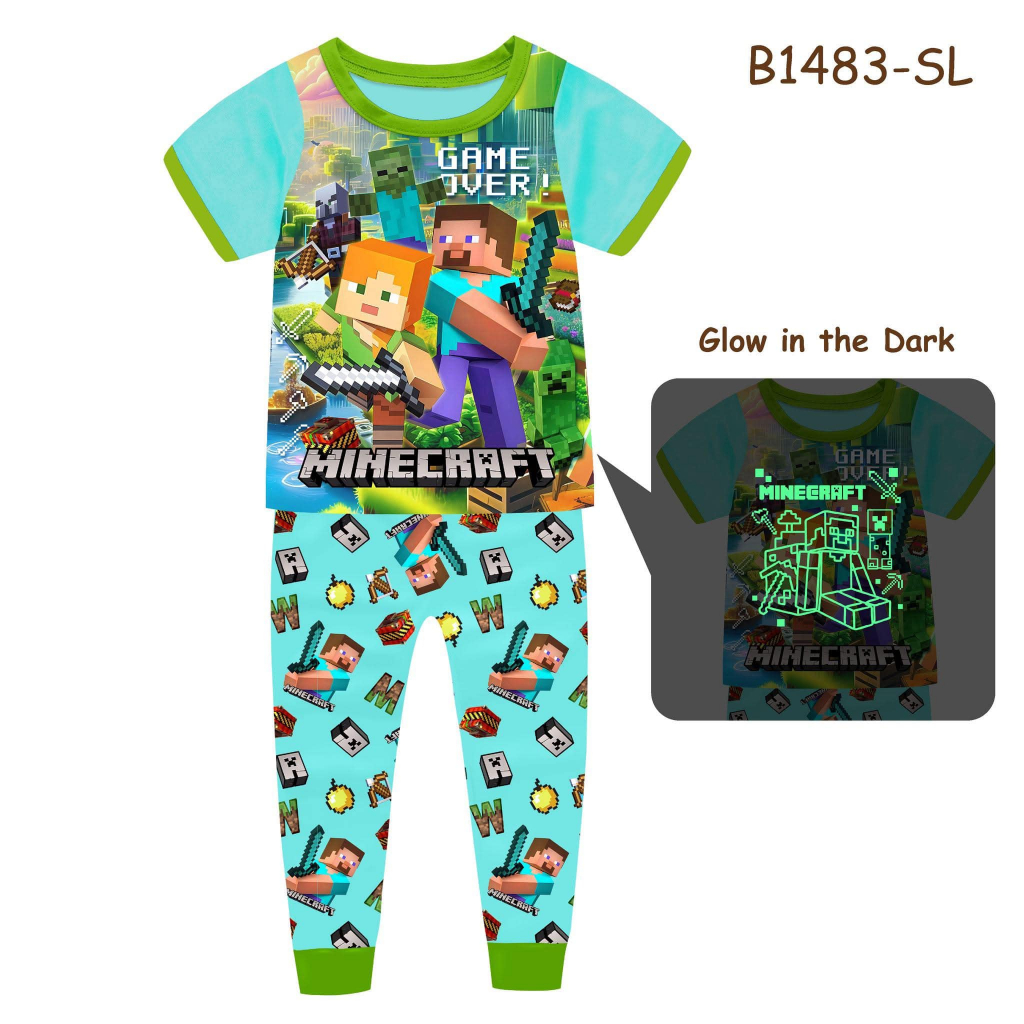Barbieliya B1483SL ชุดนอน Minecraft Glow In The Dark Boy