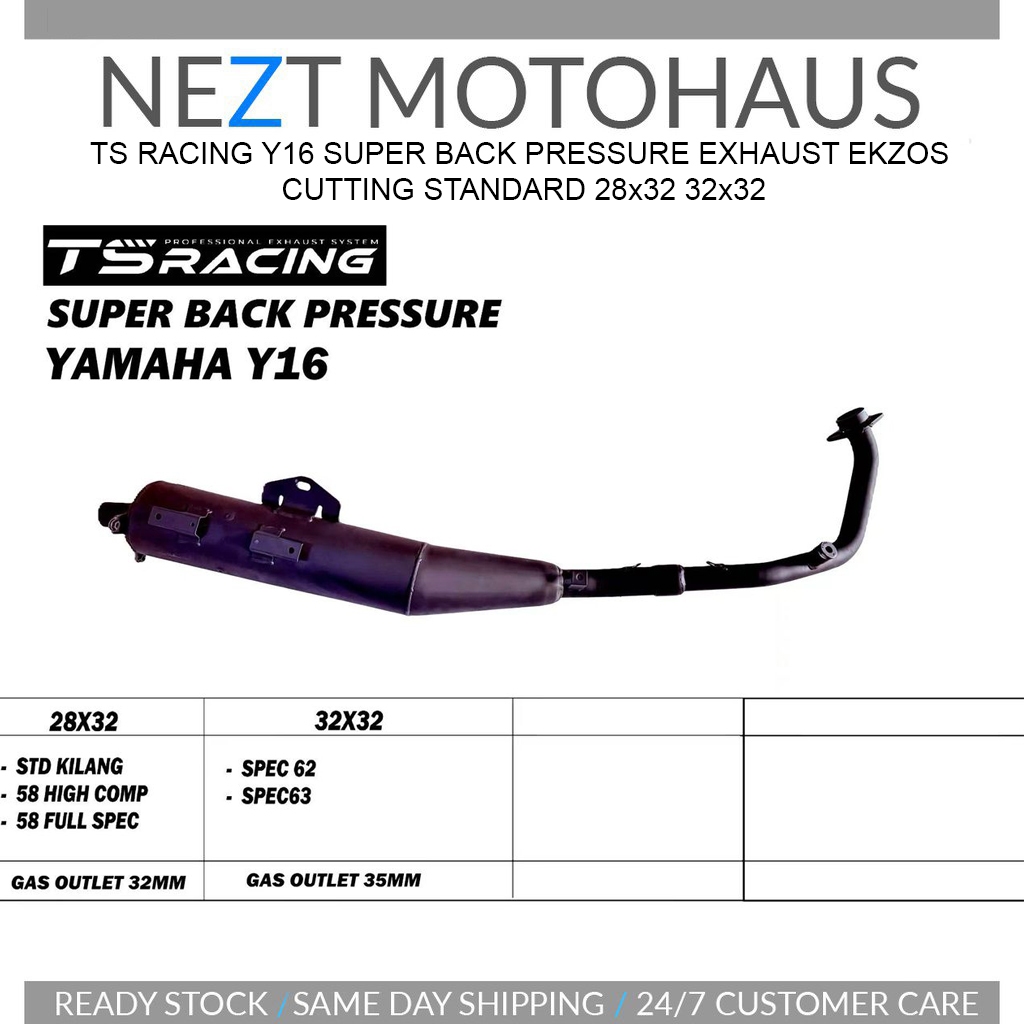 TS RACING Y16 SUPER BACK PRESSURE EXHAUST EKZOS CUTTING STANDARD 28x32 32x32
