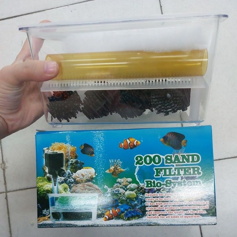 200 กรองทราย ระบบชีวภาพ ตู้ปลาตู้ปลา กล่องทําความสะอาดพร้อม Bio Ball