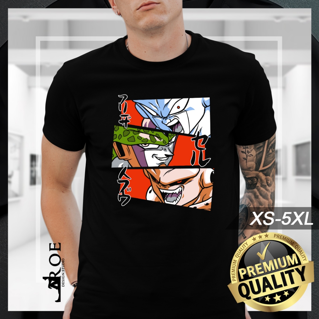 🔥 เสื้อยืด Baju FRIEZA CELL MAJIN BUU DRAGONBALL Unisex + พลัสไซส์ 🔥
