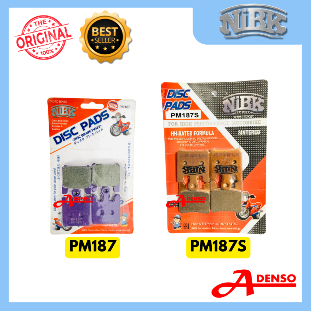 NIBK PM187 PM187S 4PCS ผ้าเบรก ZX6 ZX6R ZX636 ZX10 ZX12 1200 RR VN1600 SUZUKI GSX1000