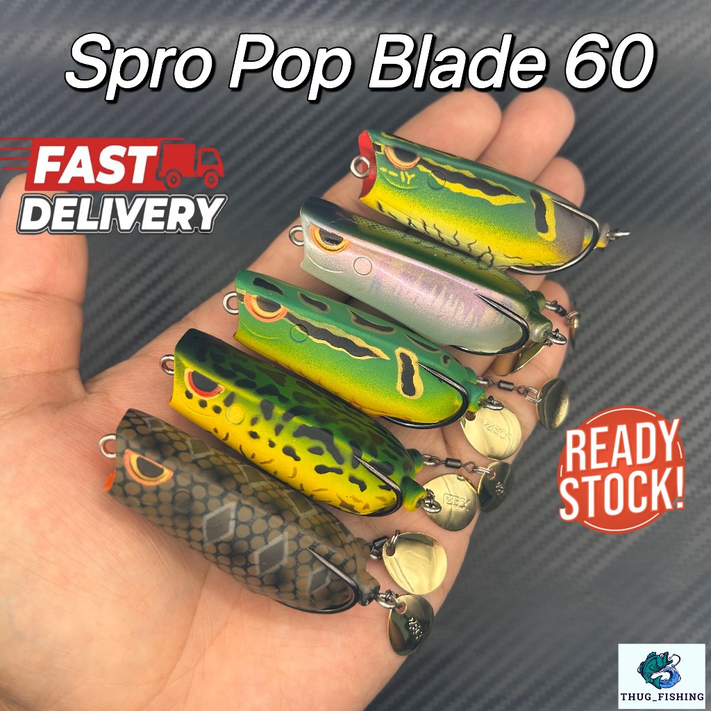 Spro Bronzeye Pop Blade กบ 60 มม.18g ตกปลา Lure Katak กบนุ่ม Toman Haruan กับ Gamakatsu Hook
