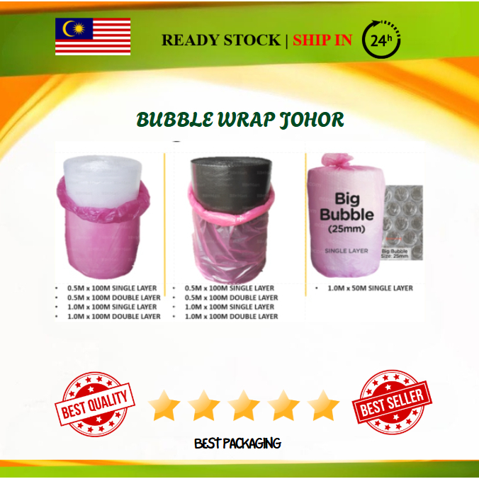[COVER JOHOR AREA] BUBBLE WRAP SINGLE LAYER 1M x 100M / 泡纸 / WRAP BUBBLE DOUBLE LAYER 1M x 100M / BL