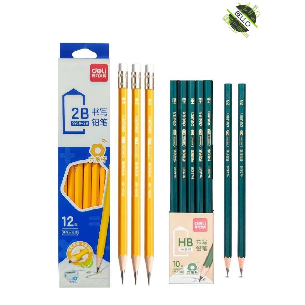 Deli Pencil 2B No.33312 (10s) / No. S956-2B (12 ชิ้น)