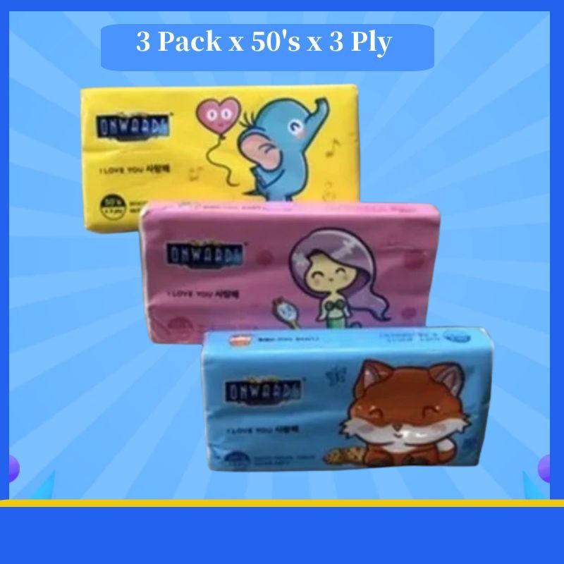 ONWARDS กระดาษเช็ดหน้า 50s x 3ply (3 แพ็ค)