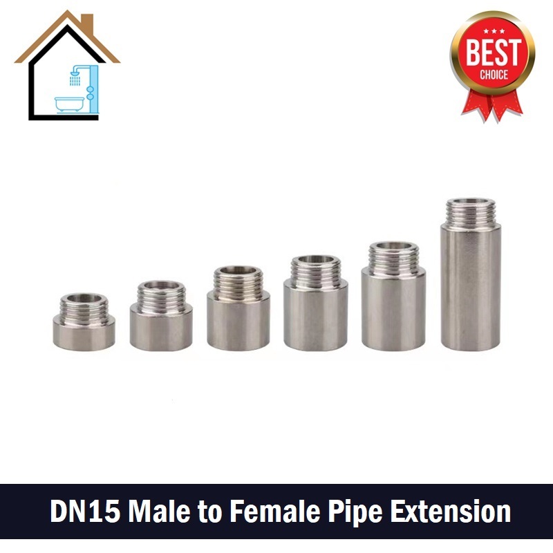 [L Series] DN15 SUS 201 Stainless Steel G 1/2 Male To Female Tap Extension Pipe Connector Fitting