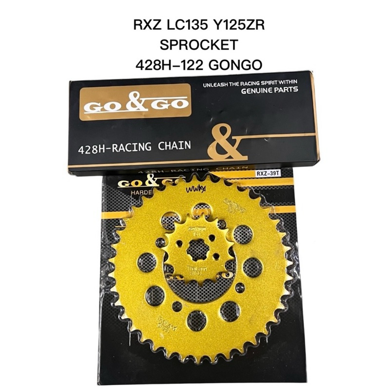 YAMAHA RXZ Y125ZR LC135 V1-V8 SPROCKET GOLD SET 428H-122 14T 15T 30-39 SPROCKET GONGO GOLD LC135 FI 