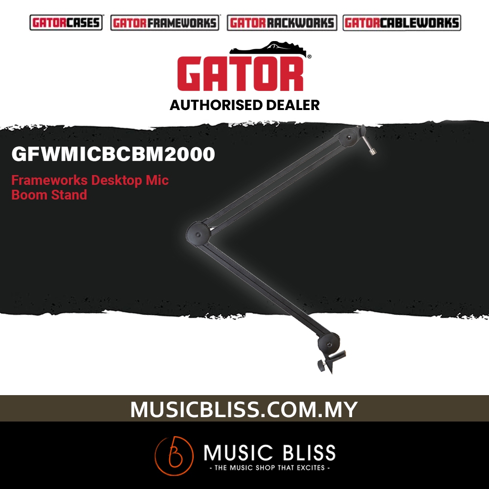 Gator Frameworks GFWMICBCBM2000 Deluxe โต๊ะติดตั้ง Broadcast ไมโครโฟน Boom Stand สําหรับ Shure SM7B,