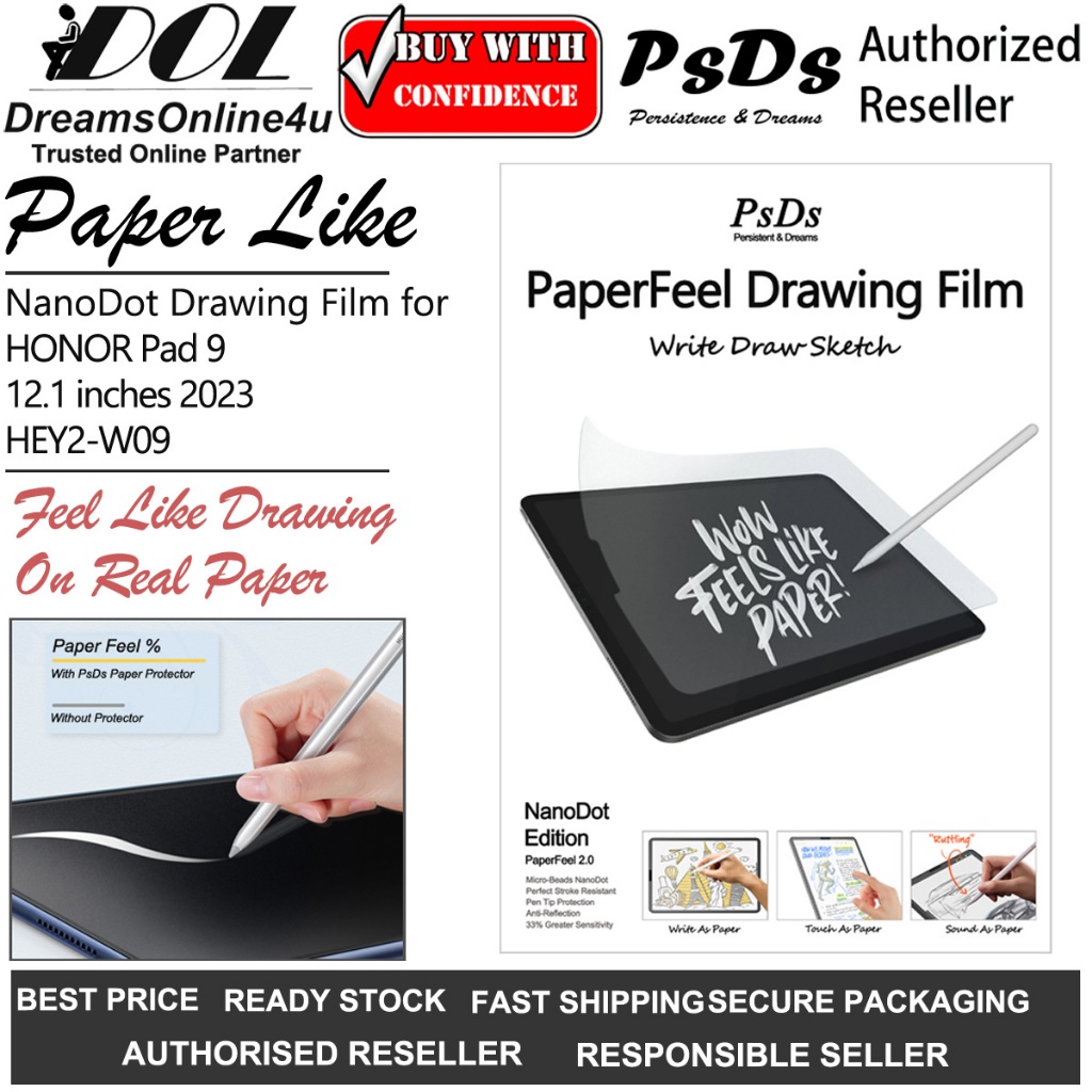 PsDs HONOR Pad 9 12.1 นิ้ว 2023 HEY2-W09 NanoDot Paper Feel 2.0 Drawing Protective Film Screen Prote