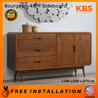 (FREE Installation) KBS Bourgeois 4.5FT Sideboard Buffet Cabinet / Mid Century/ 3 Drawers +2 Doors / L140xW40xH79 cm
