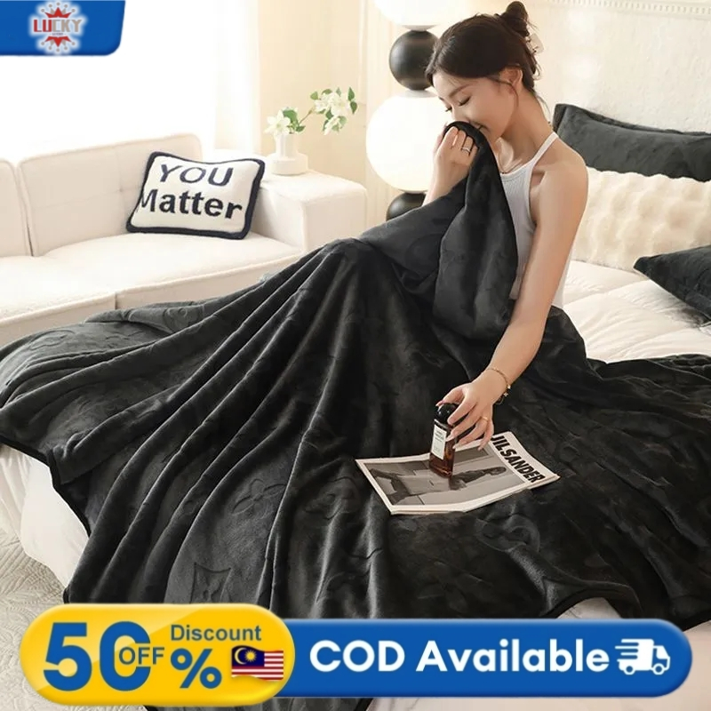 ใน KLANG QUEEN/KING SIZE Flannel Velvet Plush โซฟาสํานักงาน Silky โยนผ้าห่ม