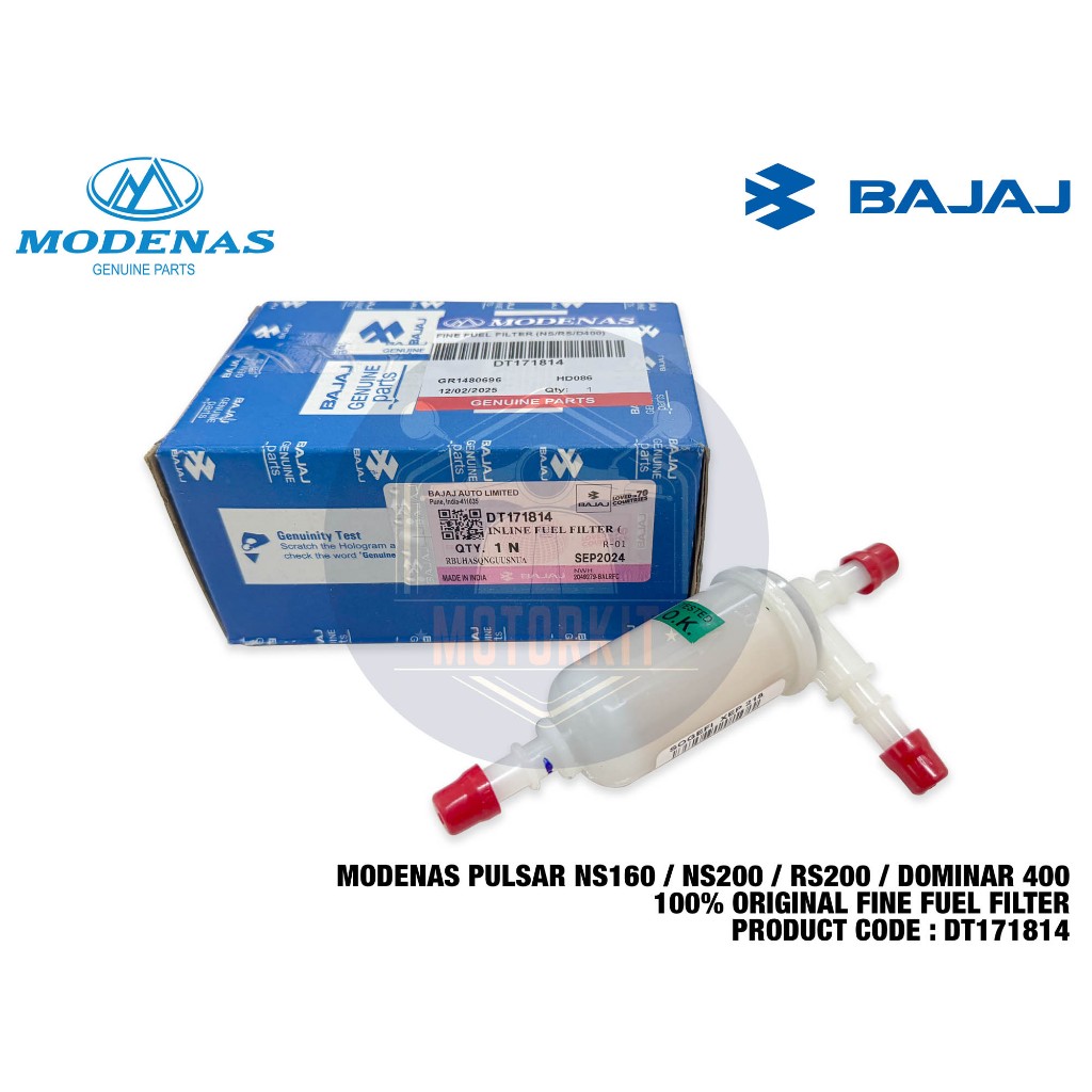 MODENAS PULSAR NS160 NS200 RS200 DOMINAR 400 D400 BAJAJ FINE FUEL FILTER DT171814