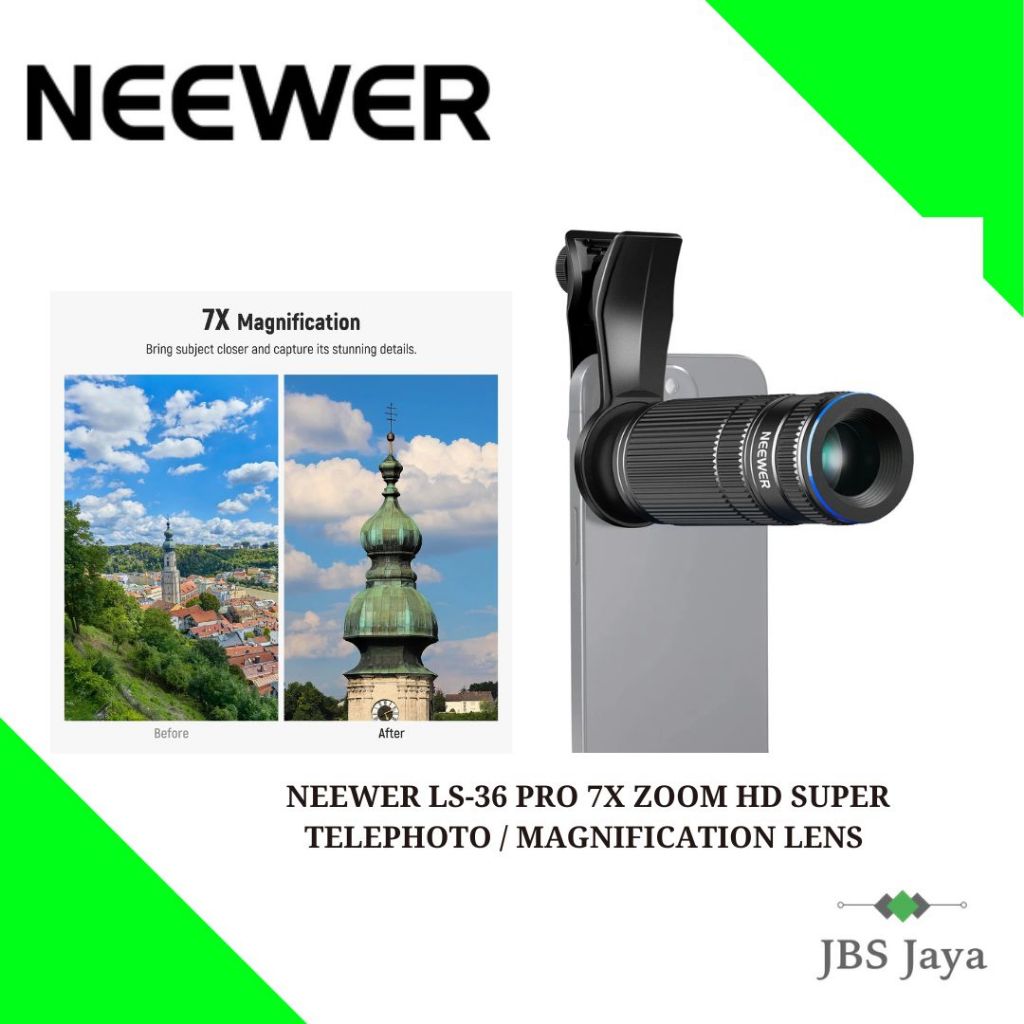 NEEWER LS-36 PRO 7X เลนส์เทเลโฟโต้พร้อมคลิปหนีบโทรศัพท์แบบเกลียว 17 มม.