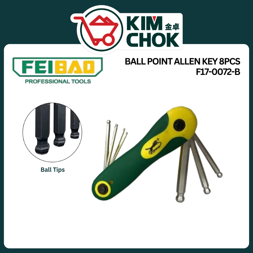 FeiBao Ball Point Allen Key 8 ชิ้นชุด F17-0072-B พับ Hex Key ประแจ Ball เคล็ดลับ Allen Key