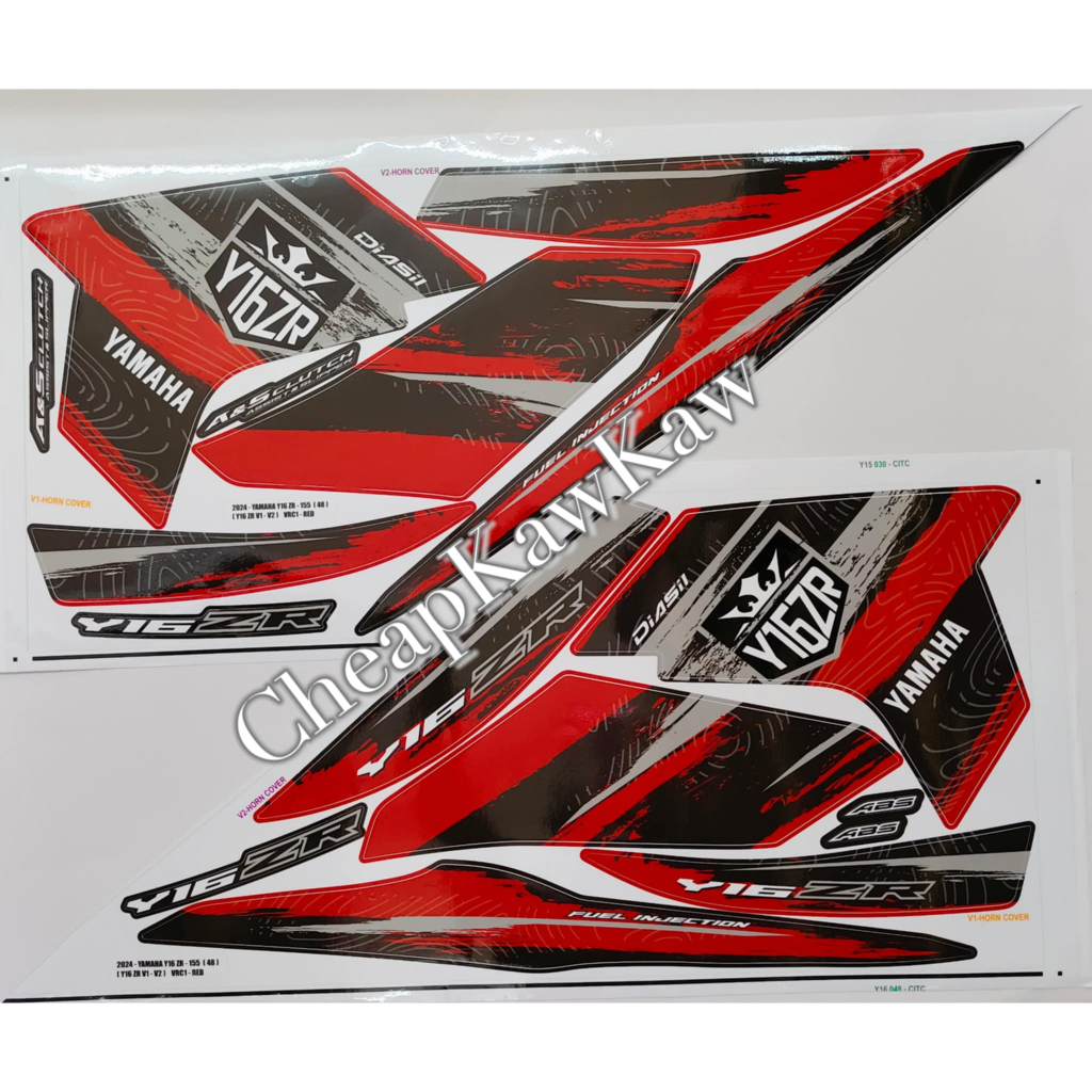 Y16 16ZR V1 + V2 ( 48 ) 2024 Body Cover Set Stripe Sticker - VRC1 Red / PBMJ Blue / LGM3 Silver
