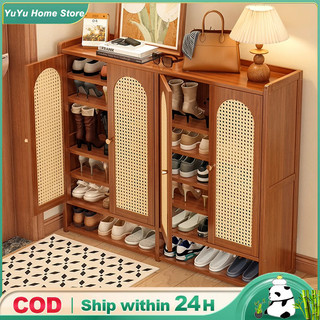 Bamboo Shoe cabinet With Door Multi Layer Wooden Shoe Rack large-capacity Almari Kasut Perabot Rak Kasut Murah 鞋柜